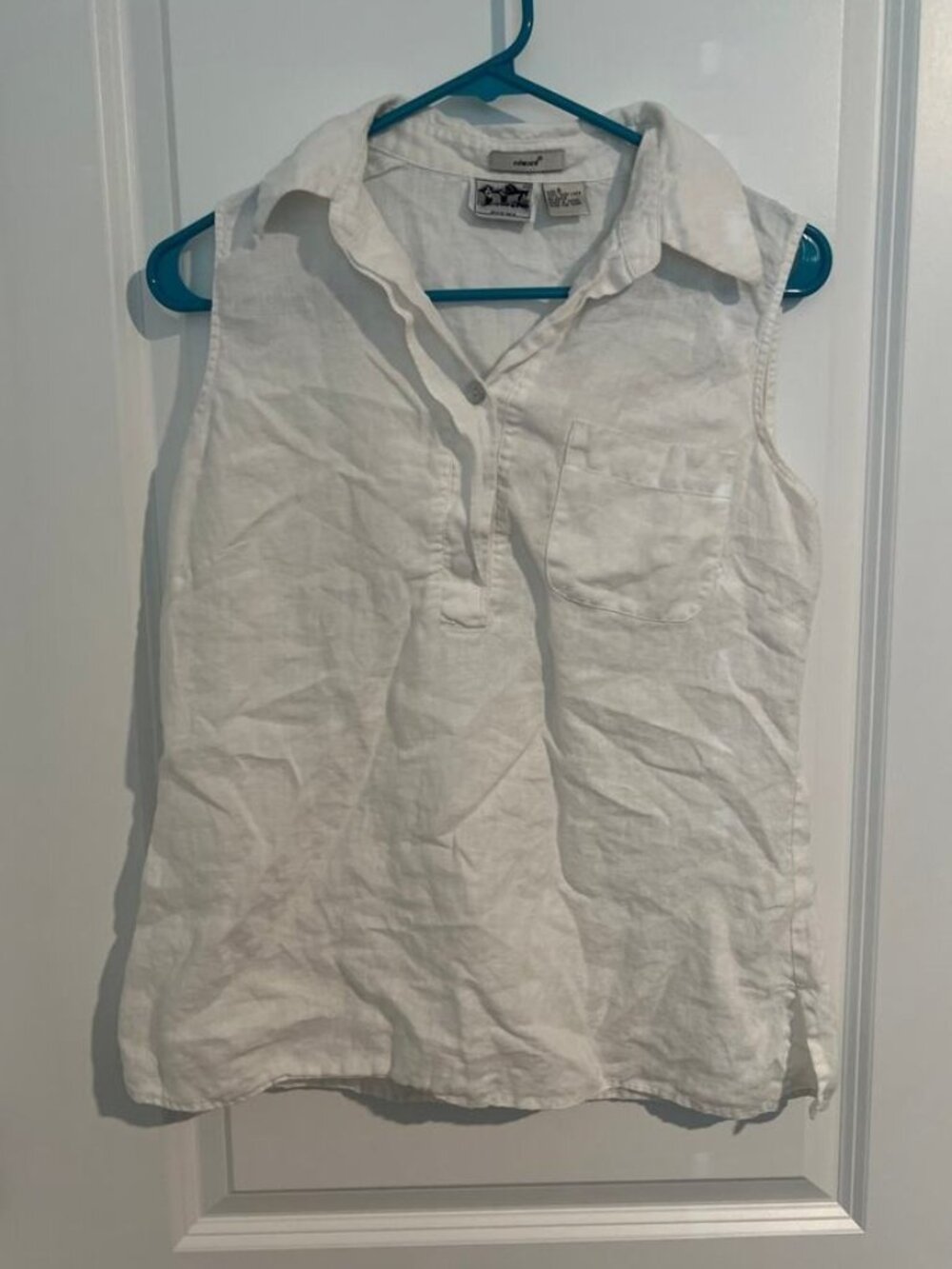 100% Irish Linen Tank Blouse – Size Small – White